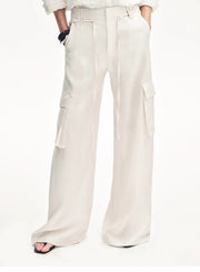 Tencel linen workwear style wide-leg casual pants"Rhythm in the Same
