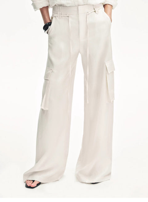 Tencel linen workwear style wide-leg casual pants"Rhythm in the Same