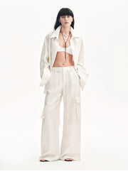 Tencel linen workwear style wide-leg casual pants"Rhythm in the Same