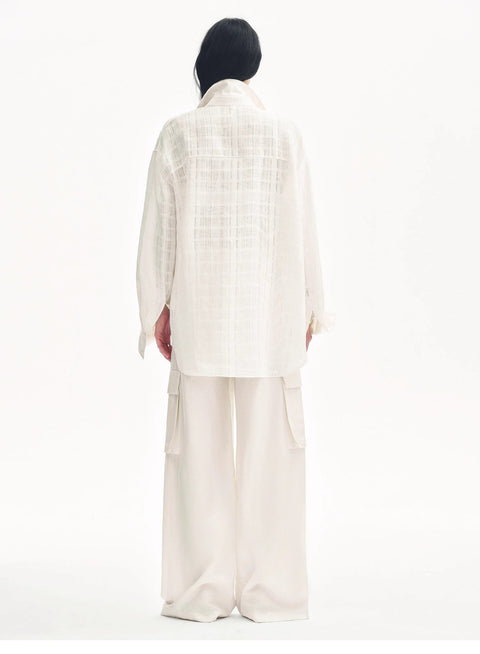 Tencel linen workwear style wide-leg casual pants"Rhythm in the Same