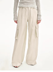 Tencel linen workwear style wide-leg casual pants"Rhythm in the Same