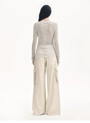 Tencel linen workwear style wide-leg casual pants"Rhythm in the Same
