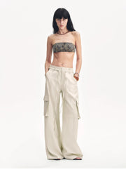Tencel linen workwear style wide-leg casual pants"Rhythm in the Same