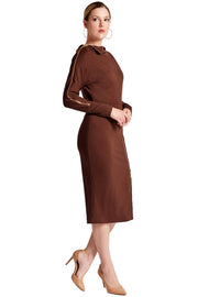 Josefa Asymmetric Dress -  Long sleeve convertible midi dress with
