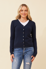 Collette Lightweight Solid Cardigan Button Front Long Sleeves