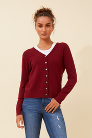 Collette Lightweight Solid Cardigan Button Front Long Sleeves