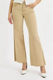 RISEN Raw Hem Wide Leg Jeans