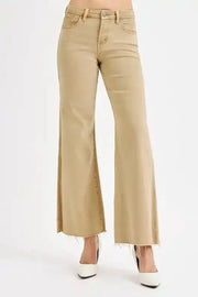 RISEN Raw Hem Wide Leg Jeans