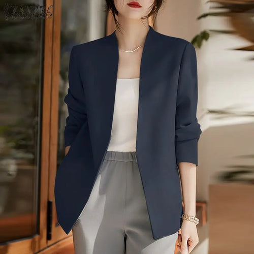 Woman Outwears ZANZEA Autumn Cardigan Women Blazer Solid OL Work Suits