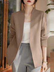 Woman Outwears ZANZEA Autumn Cardigan Women Blazer Solid OL Work Suits