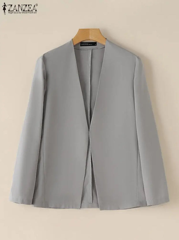 Woman Outwears ZANZEA Autumn Cardigan Women Blazer Solid OL Work Suits