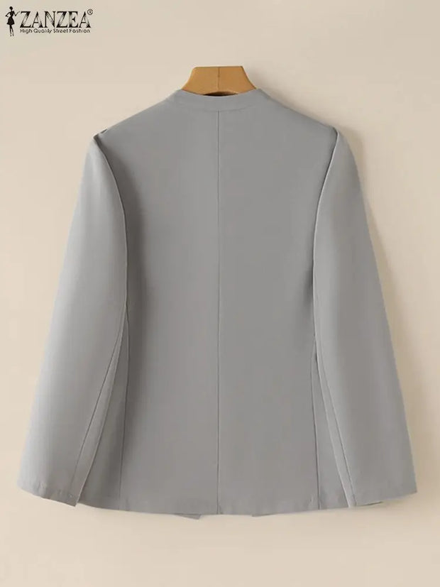 Woman Outwears ZANZEA Autumn Cardigan Women Blazer Solid OL Work Suits