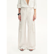 Tencel linen workwear style wide-leg casual pants"Rhythm in the Same
