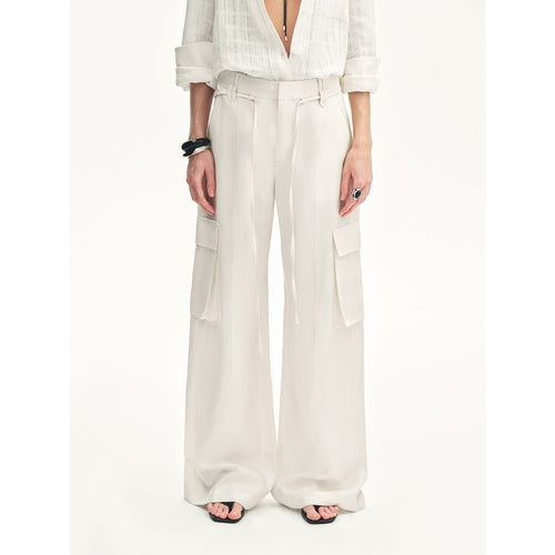 Tencel linen workwear style wide-leg casual pants"Rhythm in the Same