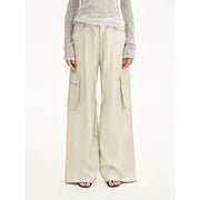 Tencel linen workwear style wide-leg casual pants"Rhythm in the Same
