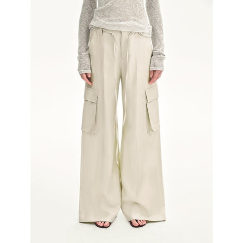 Tencel linen workwear style wide-leg casual pants"Rhythm in the Same