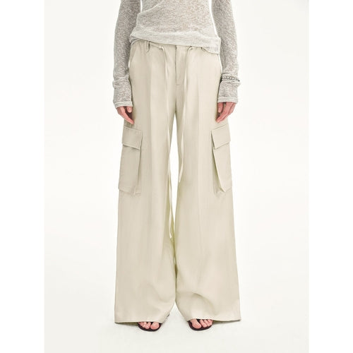 Tencel linen workwear style wide-leg casual pants"Rhythm in the Same