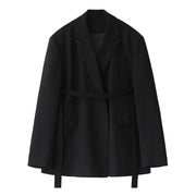 CHIC VEN Women Blazer Design Wide Shoulder Ribbon Solid Women's Medium