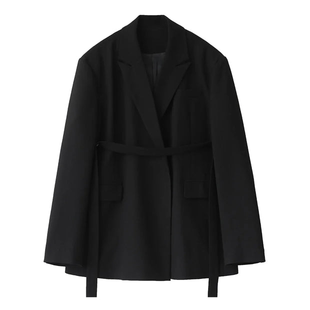 CHIC VEN Women Blazer Design Wide Shoulder Ribbon Solid Women's Medium