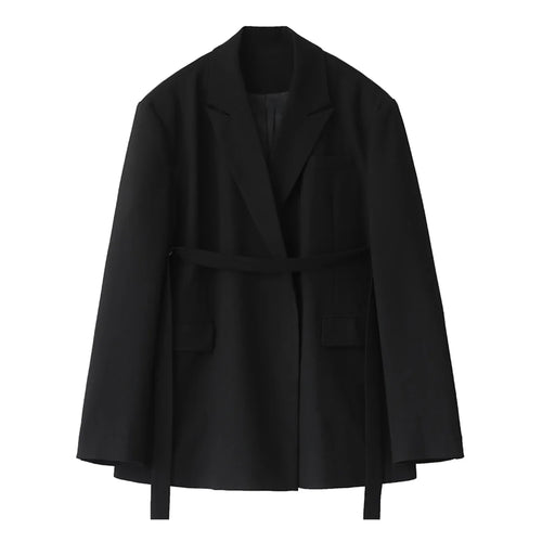CHIC VEN Women Blazer Design Wide Shoulder Ribbon Solid Women's Medium