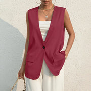 Fashion Design Suit Vest Lady Vintage V-neck Work Casual Loose