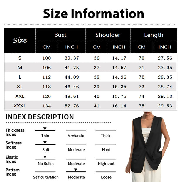 Fashion Design Suit Vest Lady Vintage V-neck Work Casual Loose