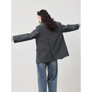 TOYOUTH 2023 Women Blazer Jacket Spring New Oversize Back Split Hem