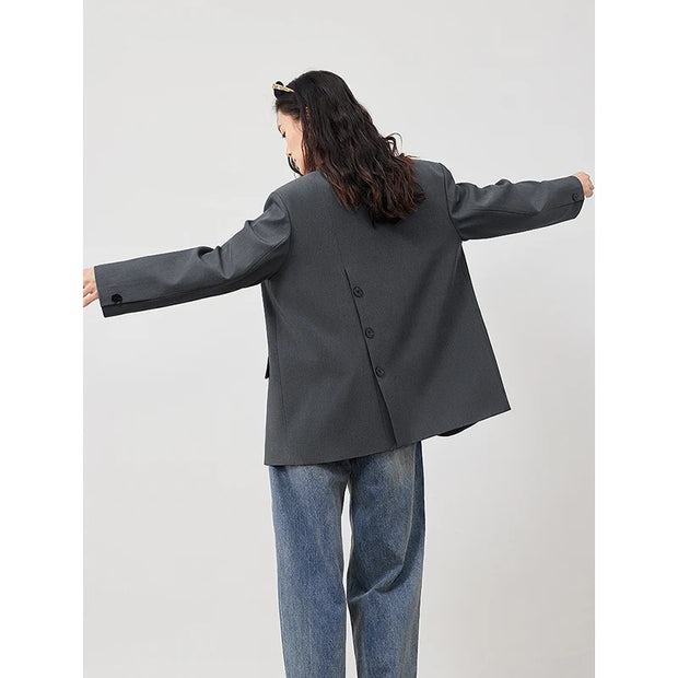 TOYOUTH 2023 Women Blazer Jacket Spring New Oversize Back Split Hem