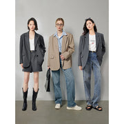 TOYOUTH 2023 Women Blazer Jacket Spring New Oversize Back Split Hem