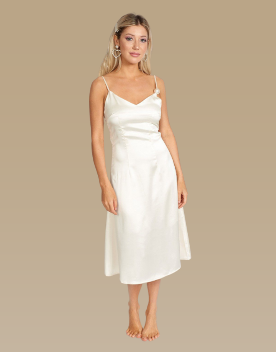 Léonie One Pearl Satin Slip Dress