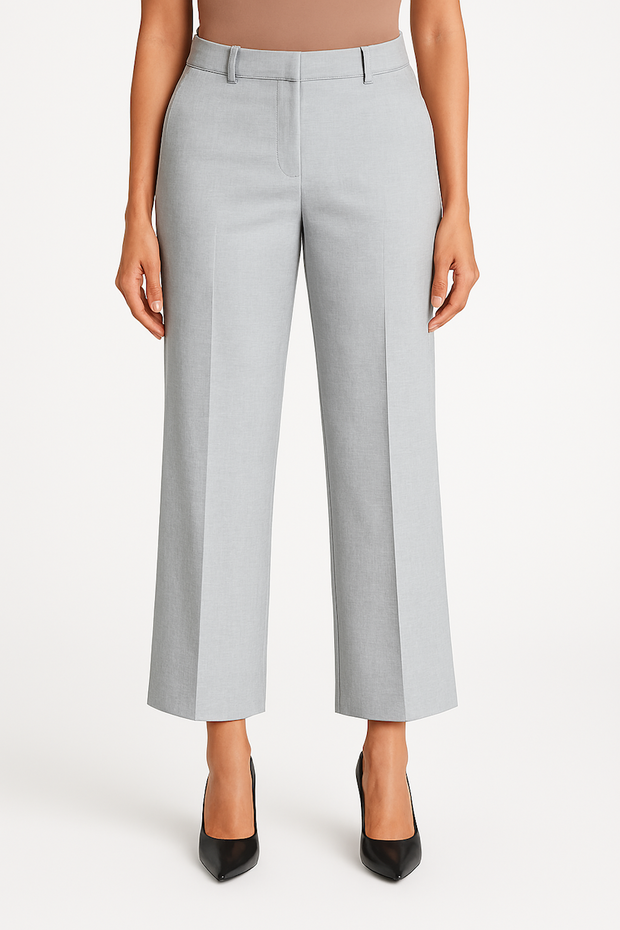 Wide Leg 4-Way Stretch Formal Trousers-Grey (Size-L)